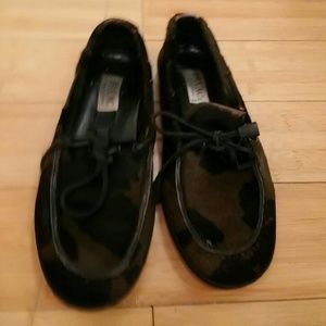 Isaac mizraghi Brown/ BLk camoflage suede slip ons